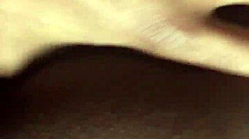 ebony teen takes long curved cock at home