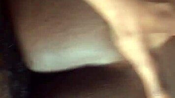 ebony teen takes long curved cock at home