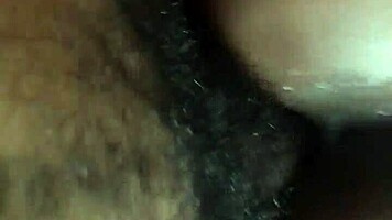 ebony teen takes long curved cock at home