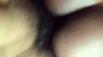 ebony teen takes long curved cock at home