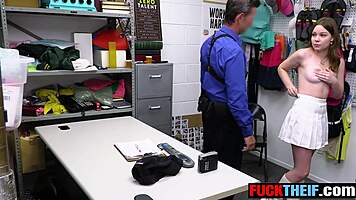 young thief rides security guard cock after caught