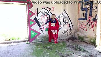 young supergirl tricked by old man in costume