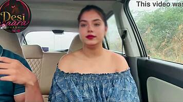 indian beauty taken outdoors and fucked hard in car