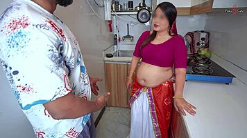 first time desi bhabhi came in kitchen for lund