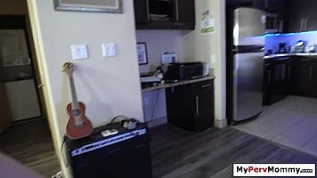 Stepson fucks stepaunt and busty stepmom