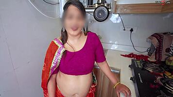 first time desi bhabhi came in kitchen for lund