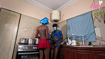 Africa Maid Sucks Big Cock In Kitchen