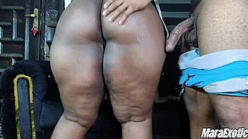 Bbw ebony gags on thick black cock then rides