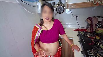 first time desi bhabhi came in kitchen for lund
