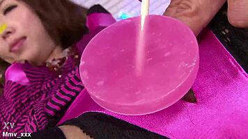 Japanese teen teases with candy and more