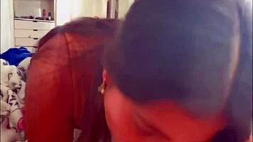 Wow this rich latina teen eats cock so deep in quick blowjob session