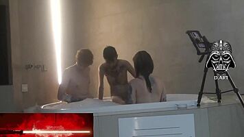 motel threesome with two girls and guy