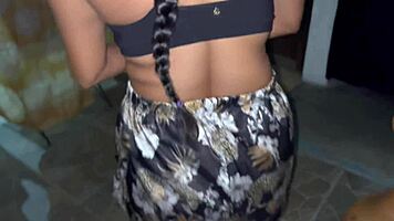 latina neighbor gives deepthroat blowjob to neighbor