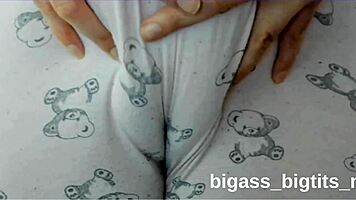 camel toe visible while masturbating in pajamas