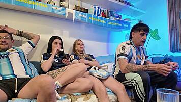 argentinian and english babes share rough group sex
