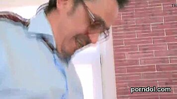 Pretty girl is seduced and drilled by teacher