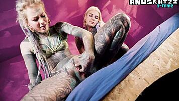 Inked Cuties Use Machine For Pleasure