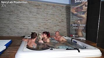 swinger orgy in jacuzzi with milfs