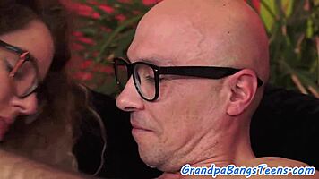 Spex teen sucks and rides lucky older guy