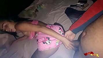 Young woman seduces partner during private alone time