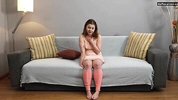 Shy cute teen does first casting interview