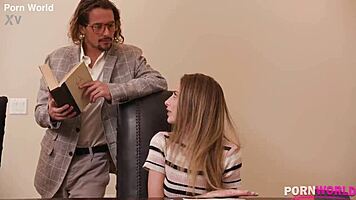 Brunette bombshell kyler quinn explores deep topics with professor