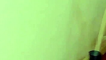 Giant dildo session in front of the mirror