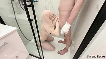 Kind stepmother helps her stepson with broken arms