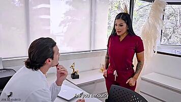 Threesome With Secretary And Nurse To Avoid Getting Fired