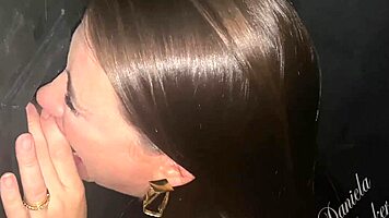 Hotwife blonde with big ass gets fucked by several big cocks at gloryhole and takes cum in mouth