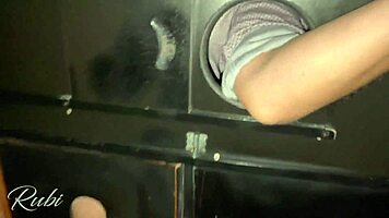 Rubi torres fucks two guys in the swing booth