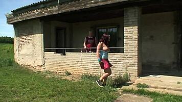 Old grandpa fucked a busty teen 18+ outdoors