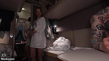 Ashby winter seduces muscular sam garro on train