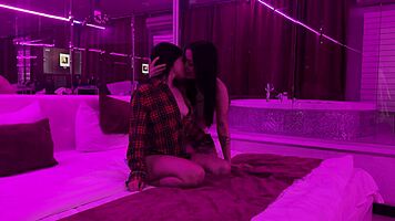 Hot compilation of orgasms and kisses of two hot brunettes