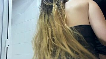 my friend enters bathroom and i surprise him with sex