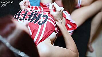 Young cheerleaders dance and seduce you