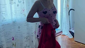 Blonde milf seduces guy in outfit