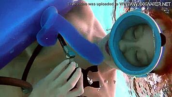 Blonde Sucks Dildo Underwater