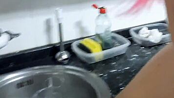 girlfriend cleaning kitchen but i could not resist