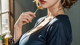 암시적인 3D 헨타이 아시안 모델 보지 플레이와 ASMR 소리로 유혹한다