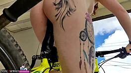 Two Petite Girls Ride Big Cock On Bike For Intense Orgasm Show With Eliane Furacao