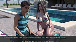 Żona opalająca się z Samem w grze 3D