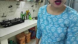 hey, how did this desi stepmom take it so hard in the kitchen?