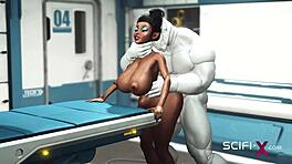 哇！性感巨乳黑人18+妹被机器人硬肛！