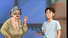 En Summertime Saga, mujer mayor engaña a joven 18+ para acción en cuarto de hospital