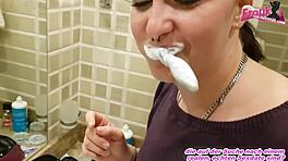 tysk ex-kæreste giver blowjob og sluger sæd i pov