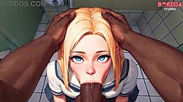 Vezmi si tenhle 10palcový černý pták hluboko, blond studentko!