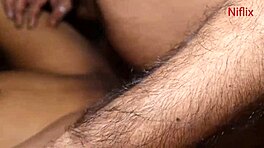 Young Indian wife gets juicy moans in kitchen love making