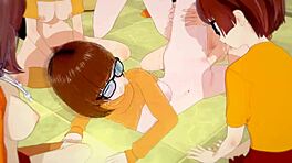 แชกกี้เย็ดห้าตัวเวลม่าคลอนในการ์ตูนครีมพาย