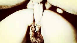 Retro scéna s hlubokým foukáním a intenzivním řitním drcením